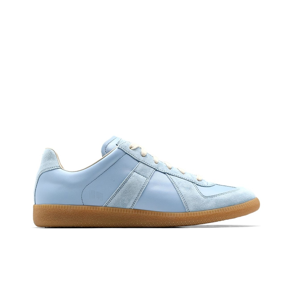 Maison Margiela Men's Light Blue Leather & Suede Sneakers