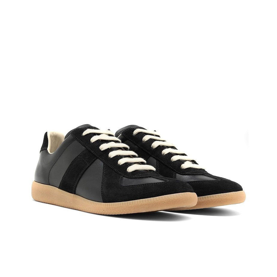 Maison Margiela Men's Black Leather & Suede Sneakers – Rubber Sole