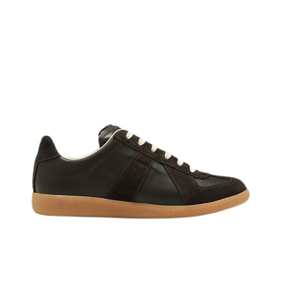 Maison Margiela Men's Black Leather & Amber Suede Sneakers