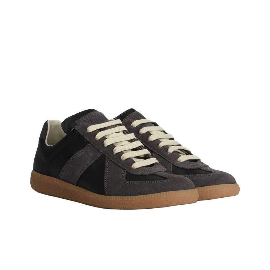 Maison Margiela Men's Black Leather & Dark Grey Suede Sneakers