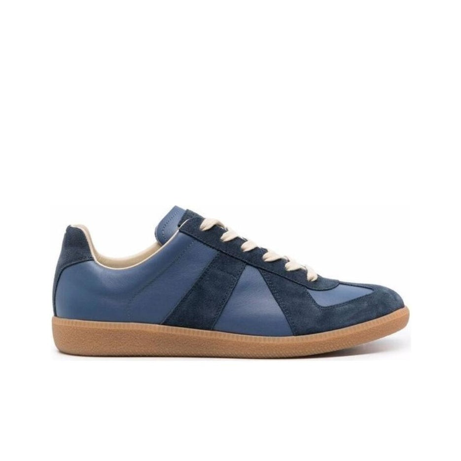 Maison Margiela Men's Dark Blue Leather & Suede Sneakers