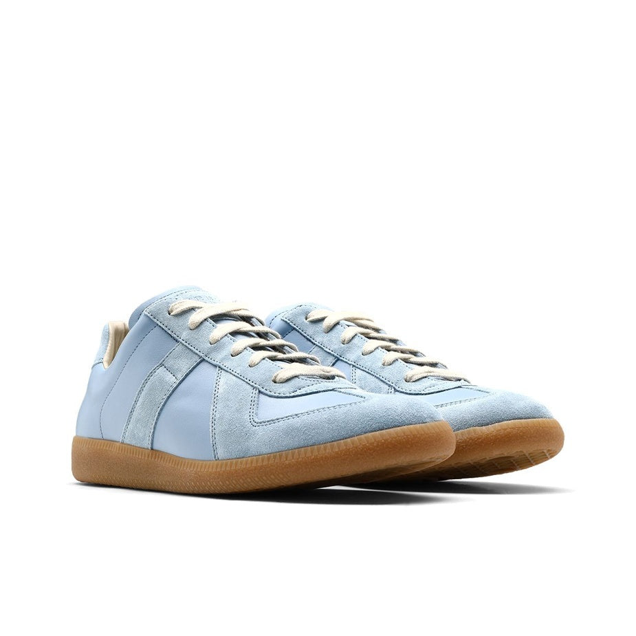 Maison Margiela Men's Light Blue Leather & Suede Sneakers