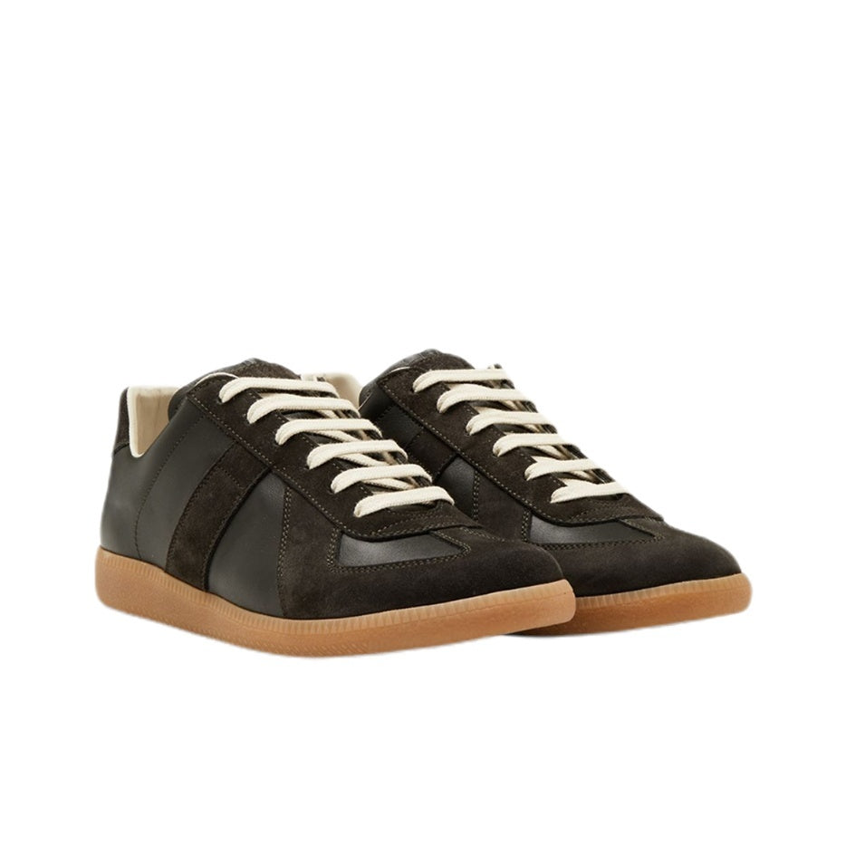 Maison Margiela Men's Black Leather & Amber Suede Sneakers