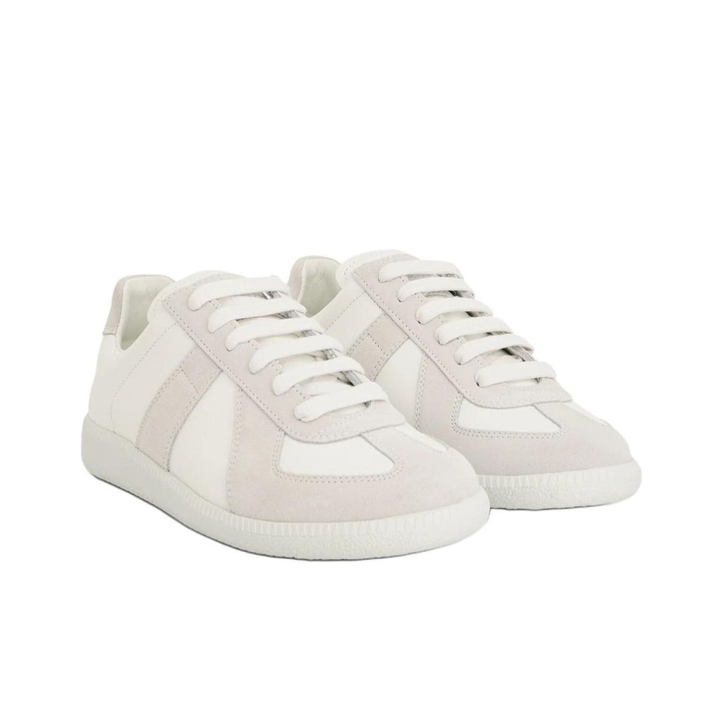 Maison Margiela Men's White Leather & Suede Sneakers