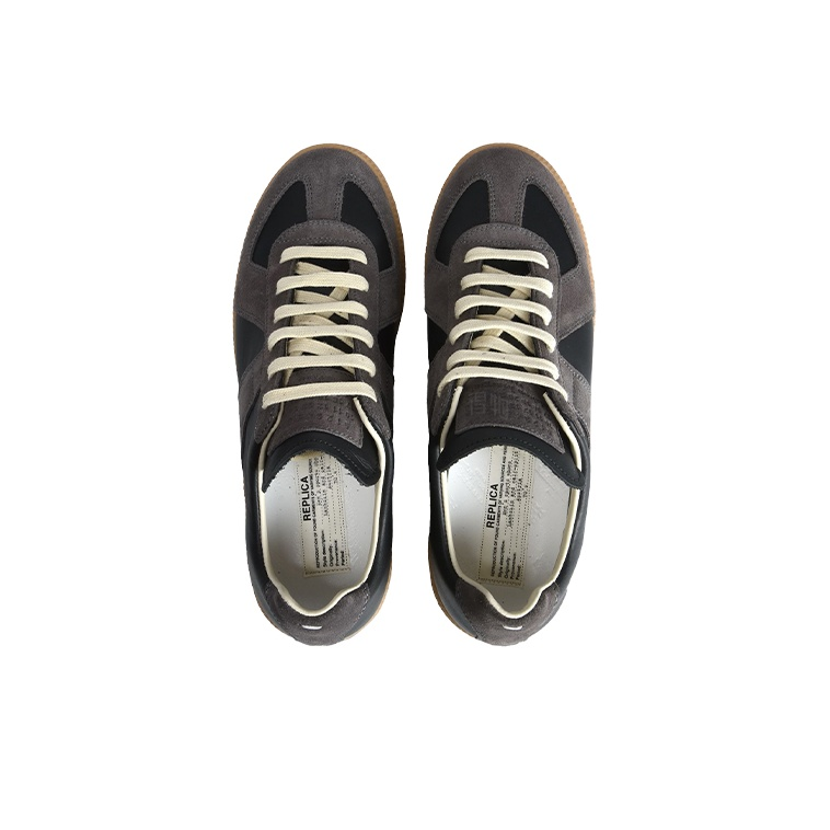 Maison Margiela Men's Black Leather & Dark Grey Suede Sneakers