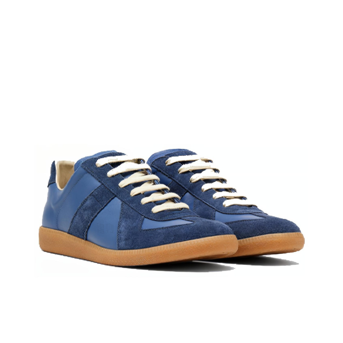 Maison Margiela Men's Dark Blue Leather & Suede Sneakers