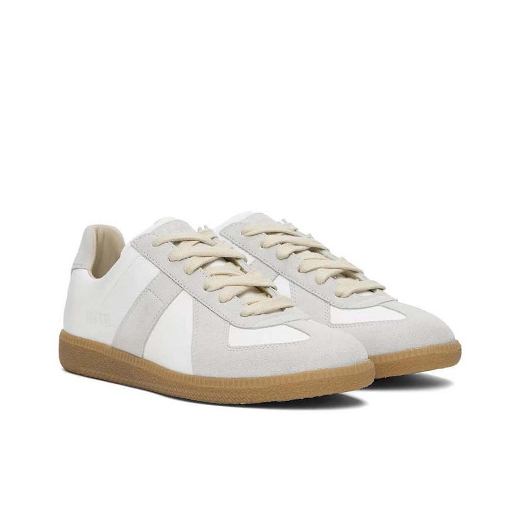 Maison Margiela Men's White Leather & Beige Suede Sneakers
