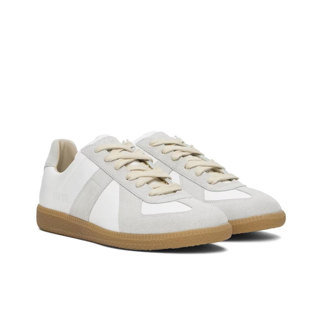 Maison Margiela Men's White Leather & Beige Suede Sneakers