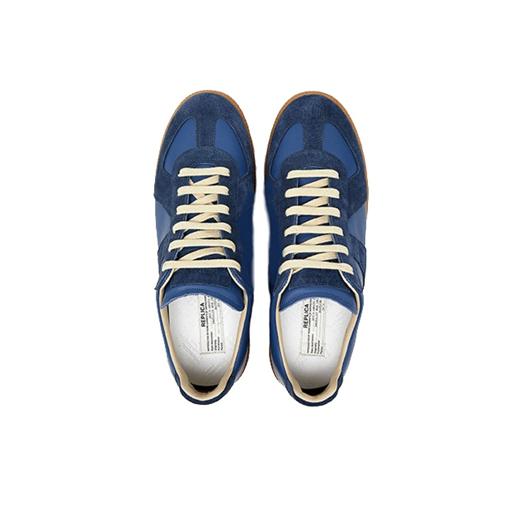 Maison Margiela Men's Dark Blue Leather & Suede Sneakers