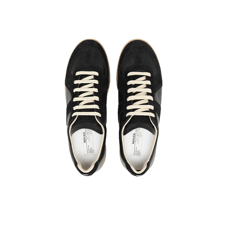Maison Margiela Men's Black Leather & Suede Sneakers – Rubber Sole