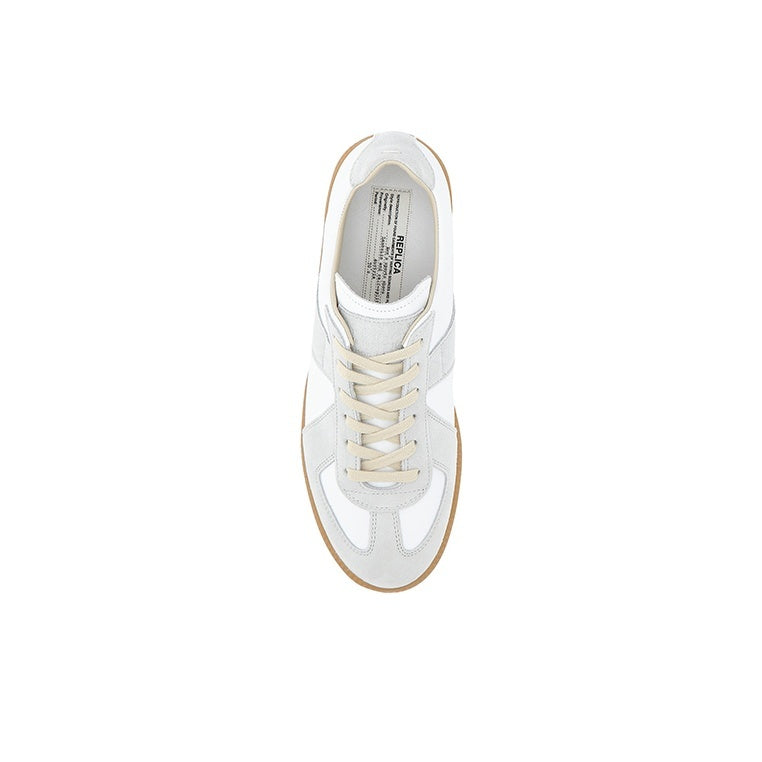 Maison Margiela Men's White Leather & Beige Suede Sneakers