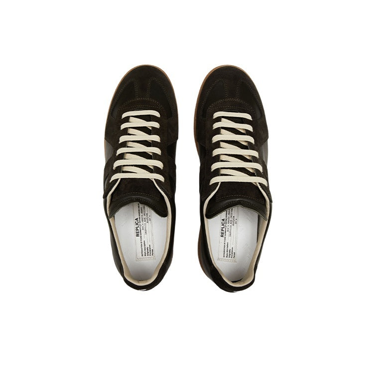 Maison Margiela Men's Black Leather & Amber Suede Sneakers