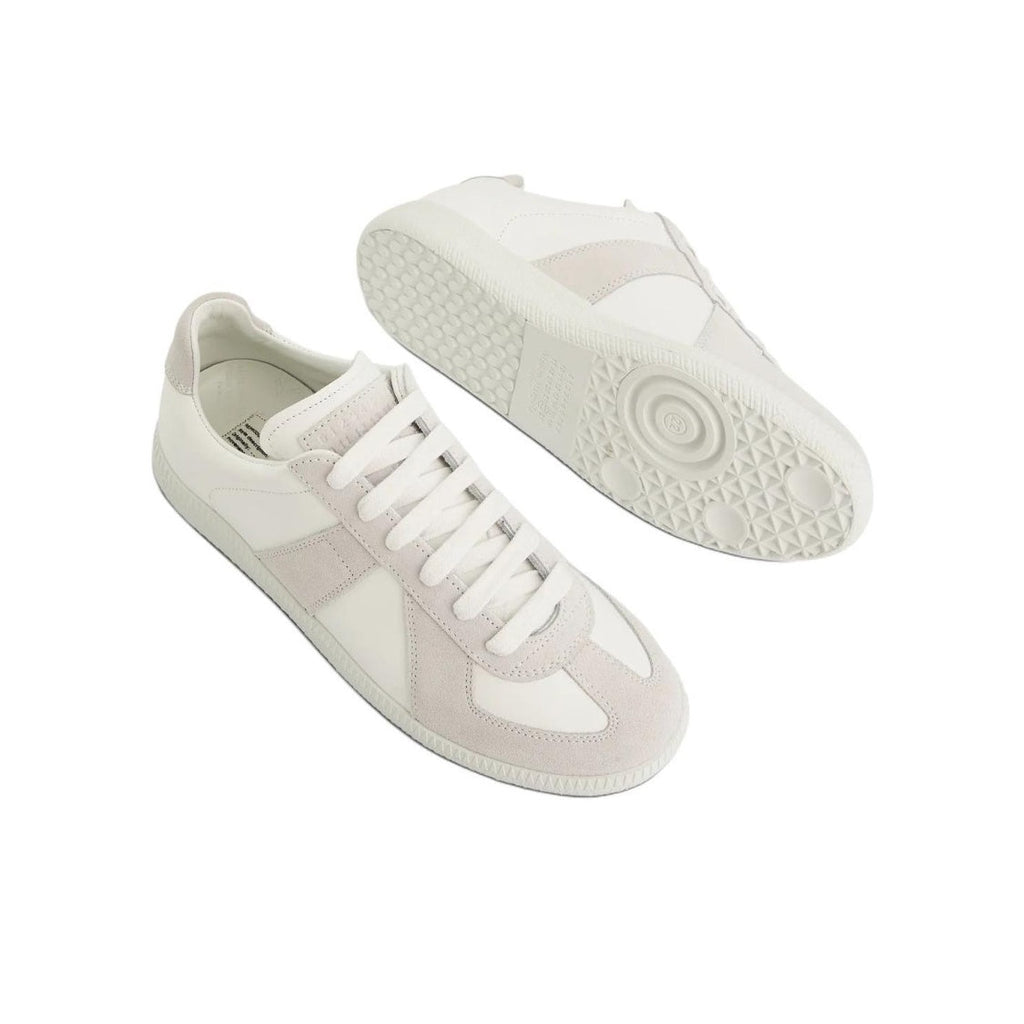 Maison Margiela Men's White Leather & Suede Sneakers